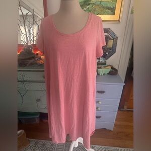 J. Jill PureJill Cotton Tee Shirt Dress L Peachy Pink Comfy Casual Summer VGUC